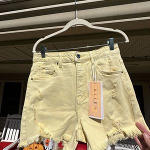 Large Risen Brand Yellow Shorts